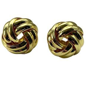 10k Gold Plated Love Knot Stud Earrings, Twisted Design, Small Medium Size, Gift